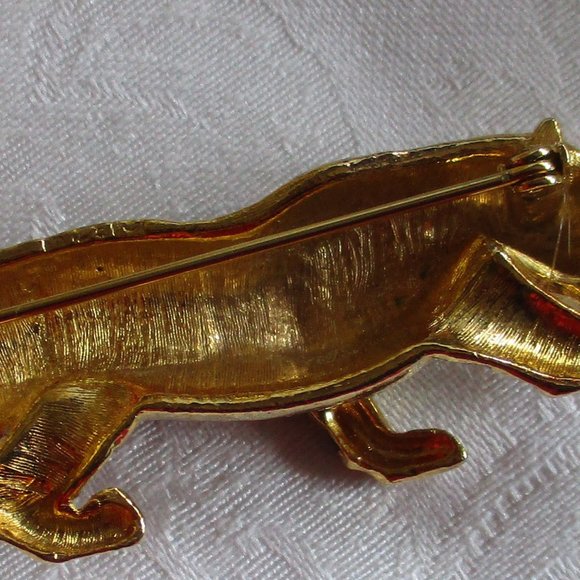 ππ TIGER VINTAGE BROOCH WITH CRYSTALS ππ - Picture 6 of 9